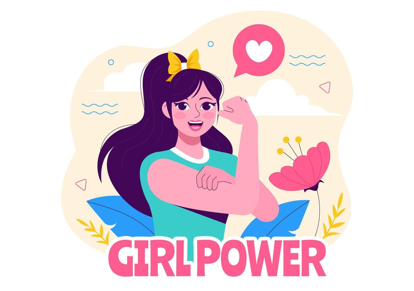 Strong Women Illustration Promoting Gender Equality and Independence in a Flat Cartoon Style vector