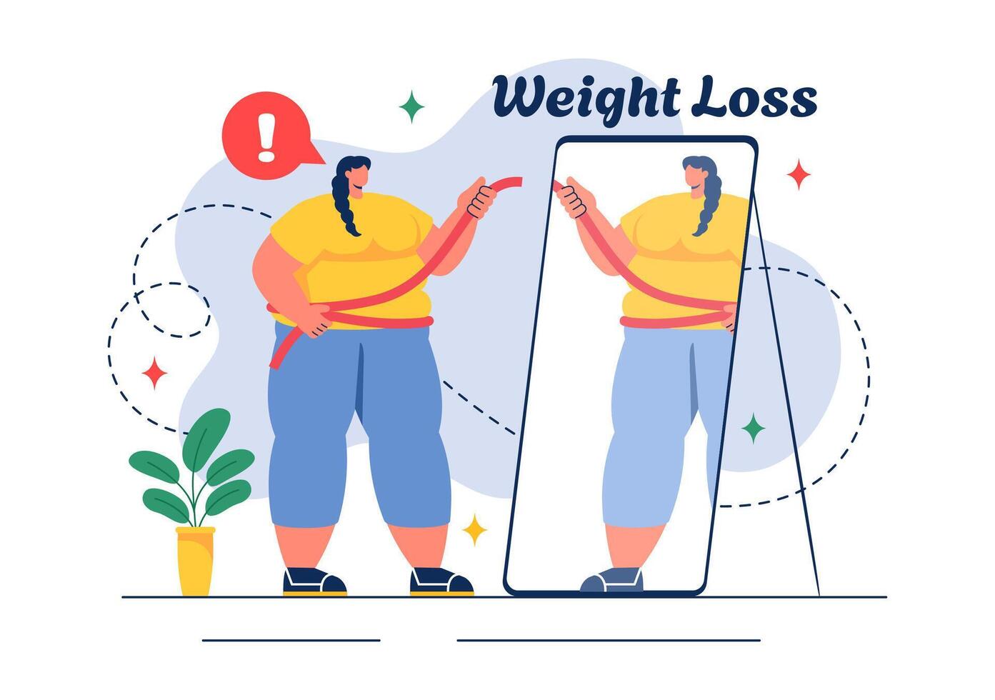 Healthy Lifestyle Illustration featuring Woman's Body Transformation with Fitness, Diet, and Exercise in a Flat Cartoon Style vector