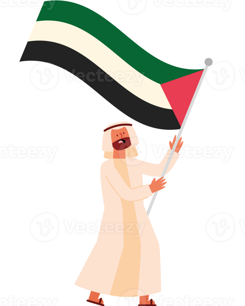 Man holding a flag png