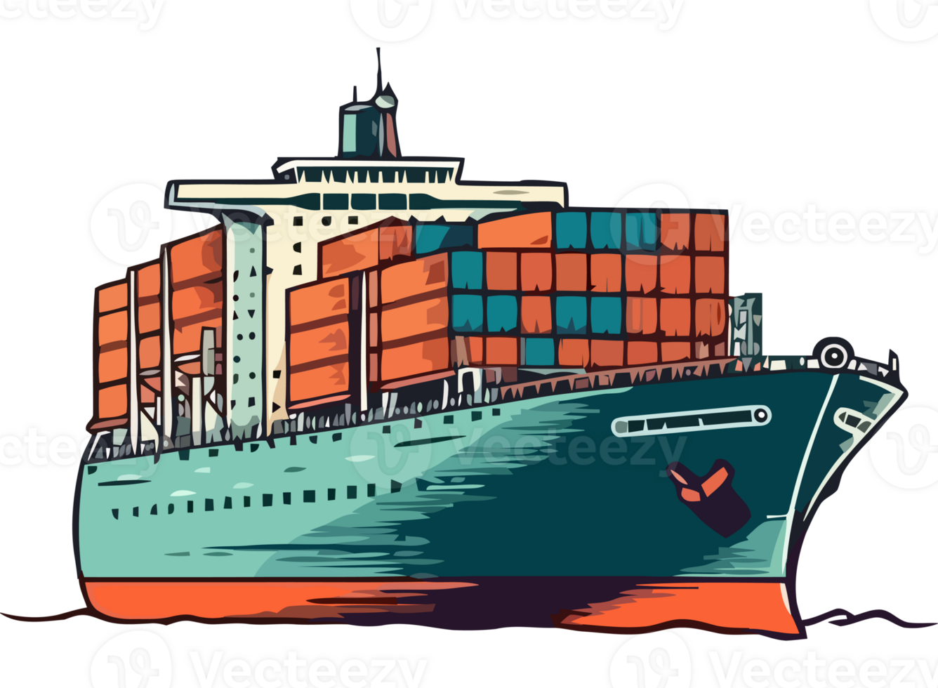 A cartoon ship with cargo containers on it png