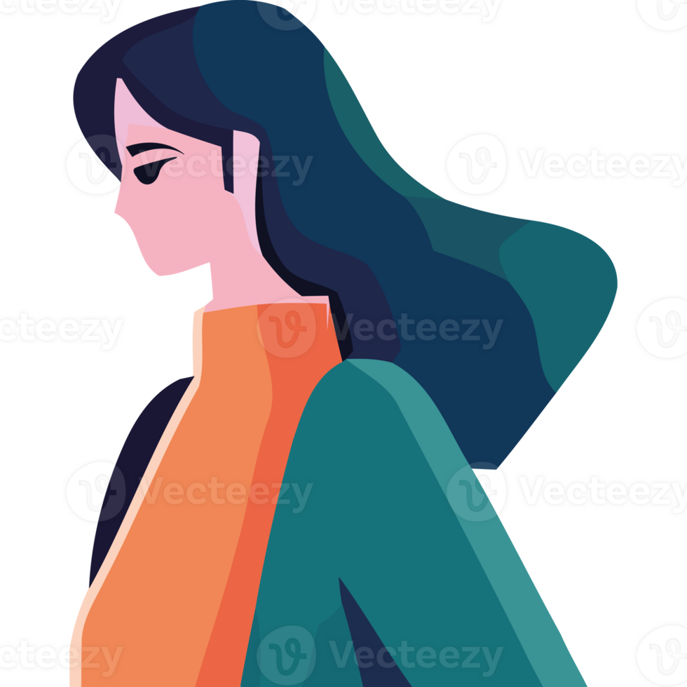 An illustration of a woman with long hair png