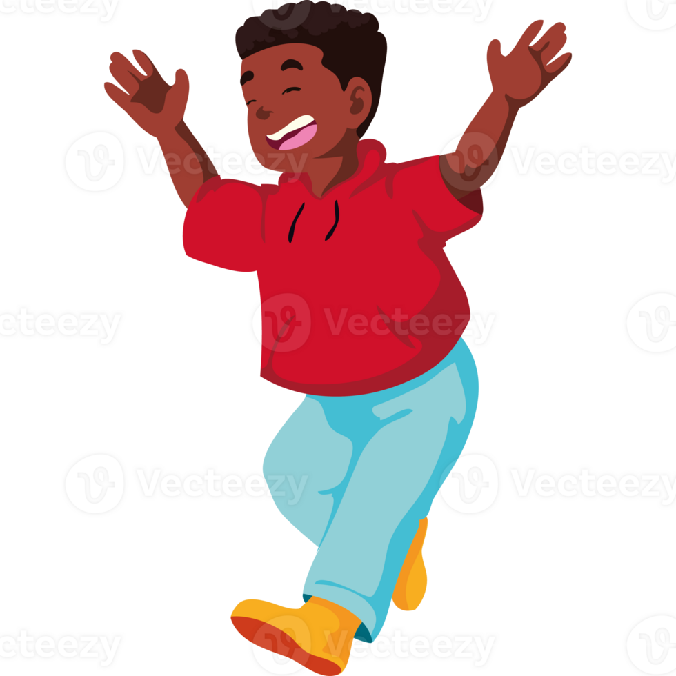 A cartoon boy jumping in the air png