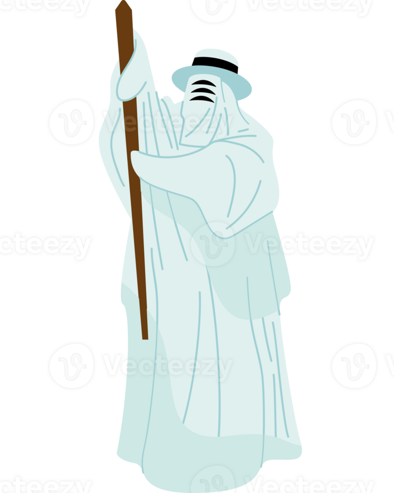 A cartoon ghost with a stick in his hand png