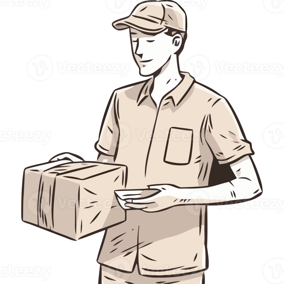A man in a uniform holding a box png