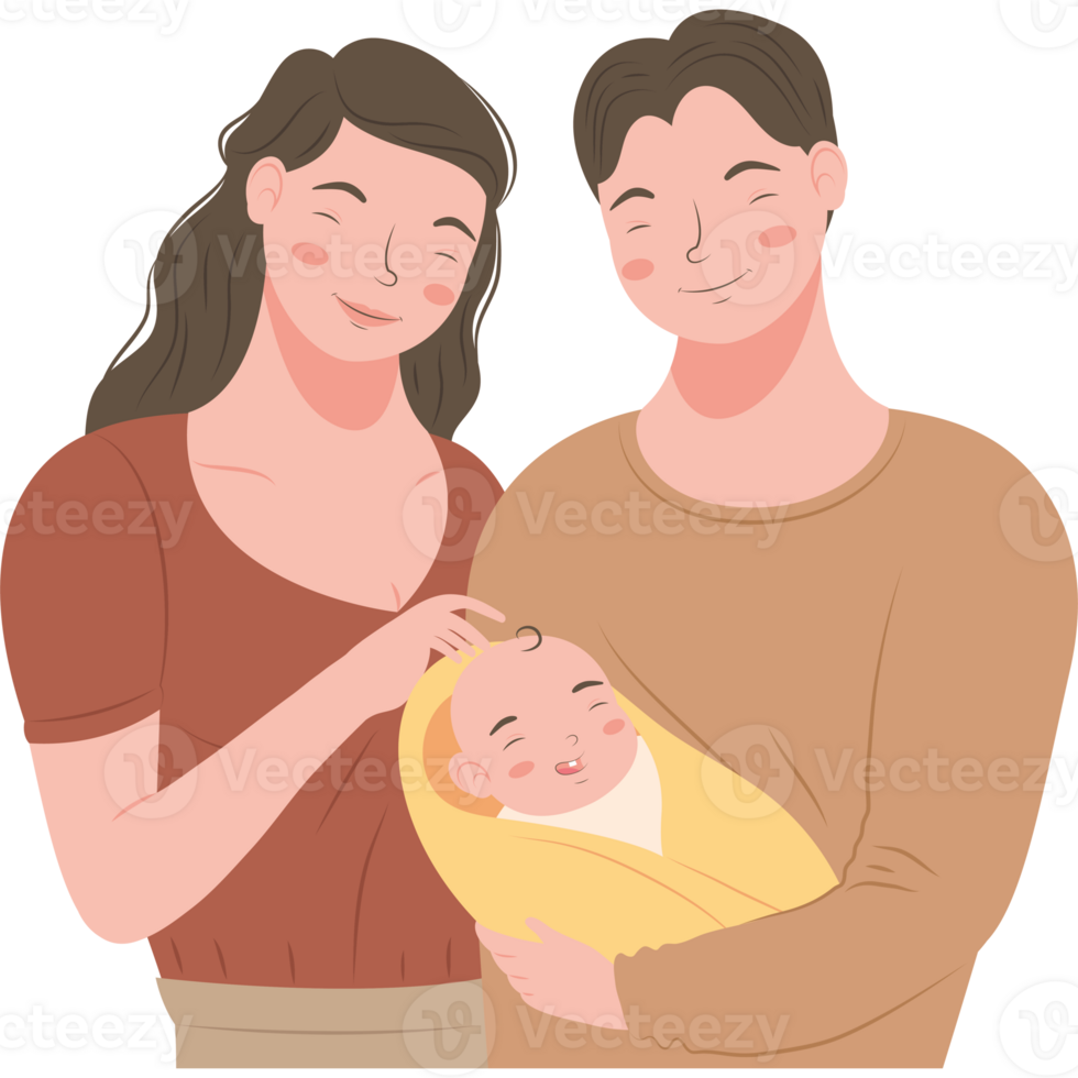 A man and woman holding a baby png