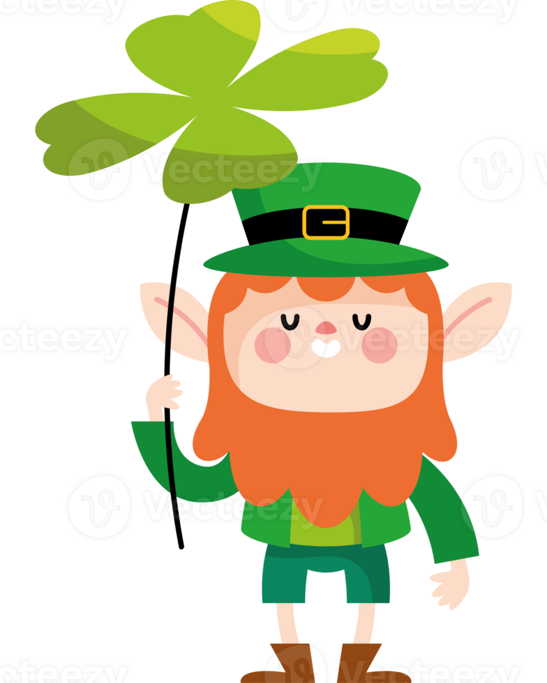 Leprechaun holding a shamrock png