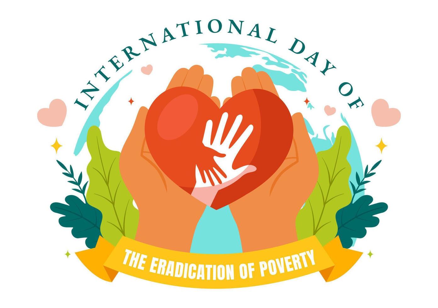 Illustration of International Poverty Eradication Efforts, Featuring Marginalized Communities vector