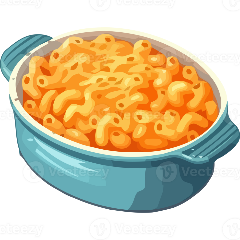 A blue dish with macaroni and cheese in it png
