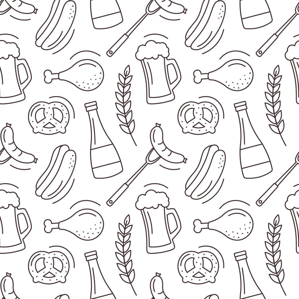Seamless Design for Oktoberfest with Flat Cartoon Elements vector