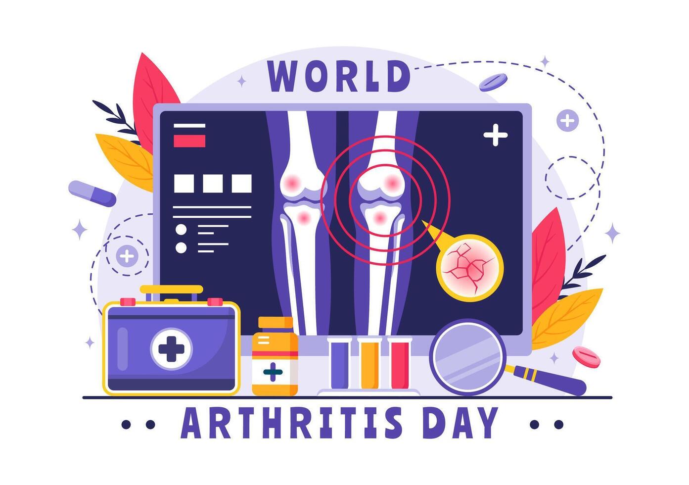 October 12 World Arthritis Day design, highlighting treatment options for arthritis and bone care vector