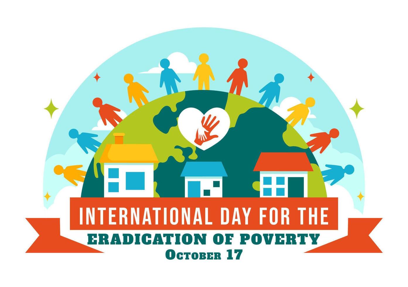 Poverty Eradication Day Illustration with People and Communities in the Background vector