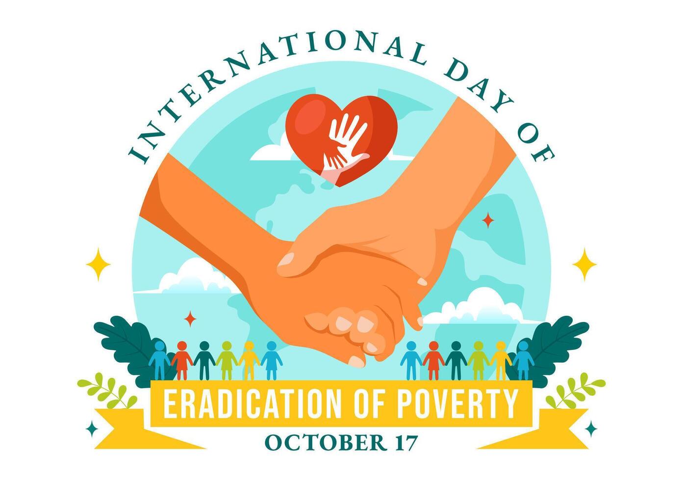 Art Depicting the International Day for the Eradication of Poverty with Community and Poverty Themes vector