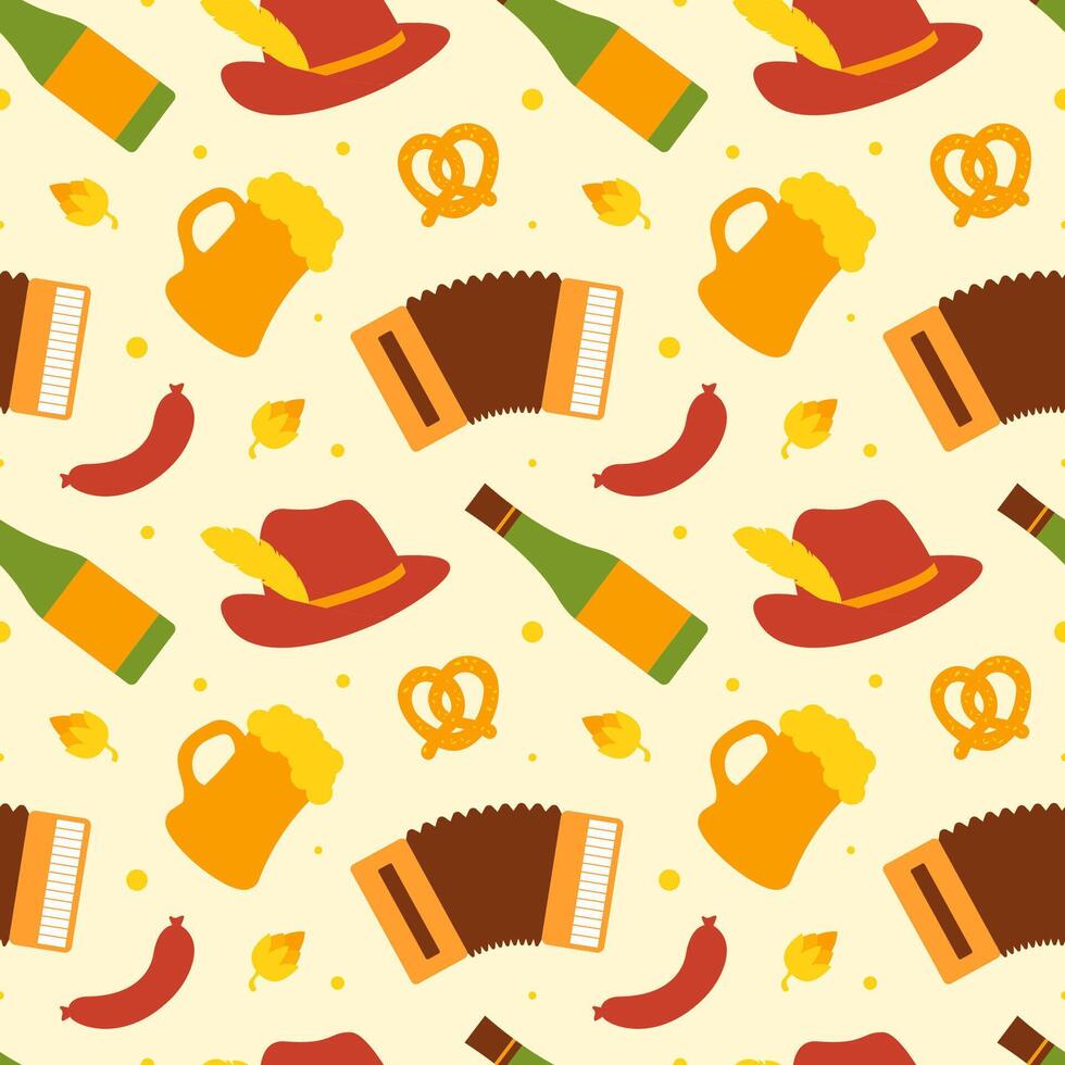 Oktoberfest Celebration Cartoon Style Seamless Pattern vector