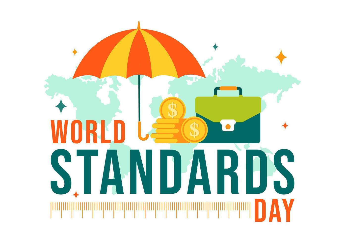 World Standards Day on October 14th Featuring Globe and Precision Tools in Flat Background vector