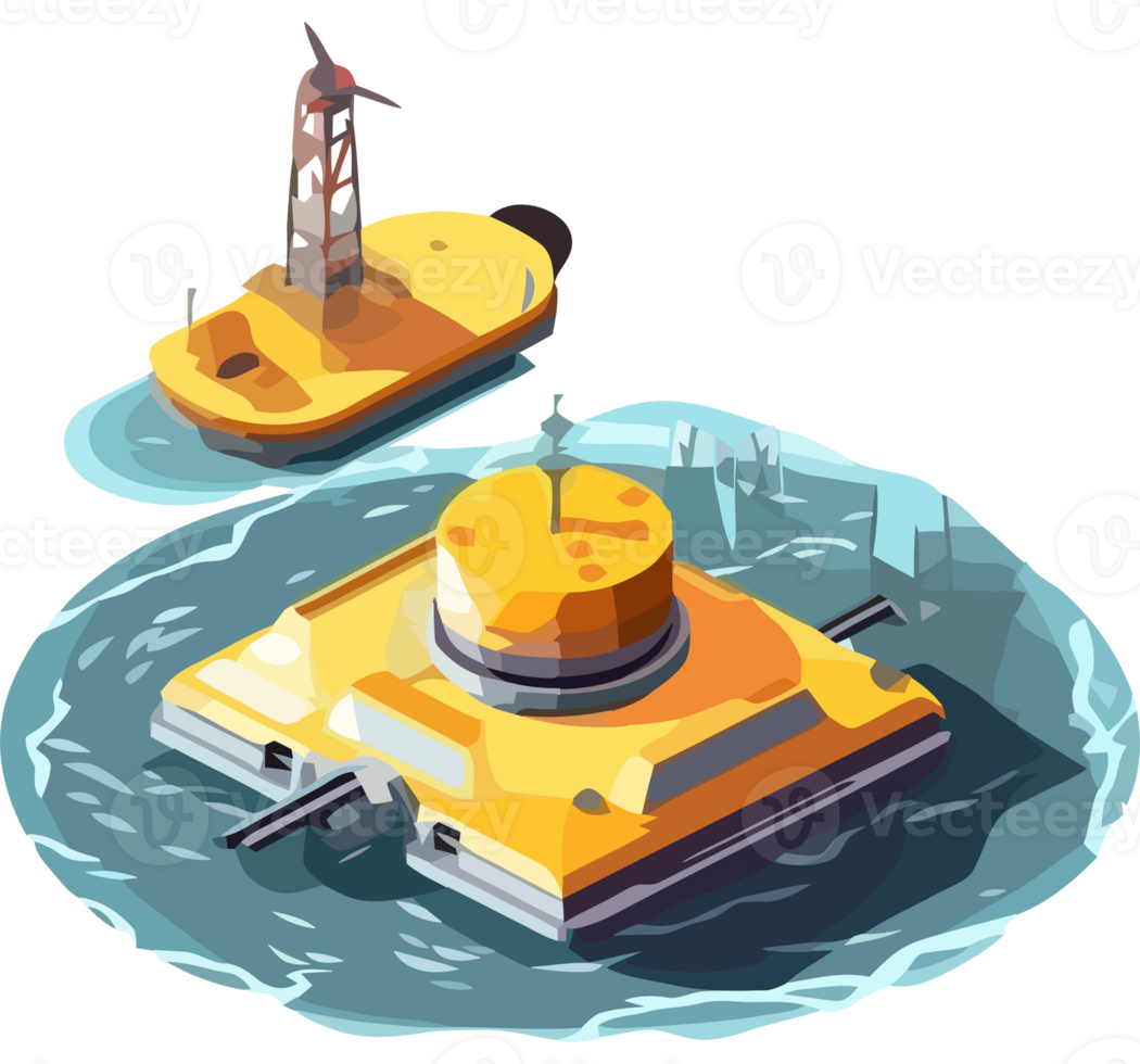 An illustration of a small boat and a large tower png