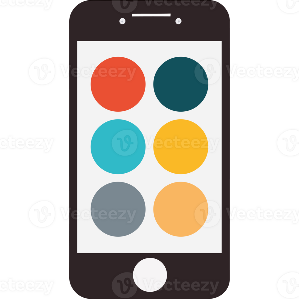 A smartphone with colorful circles on the screen png