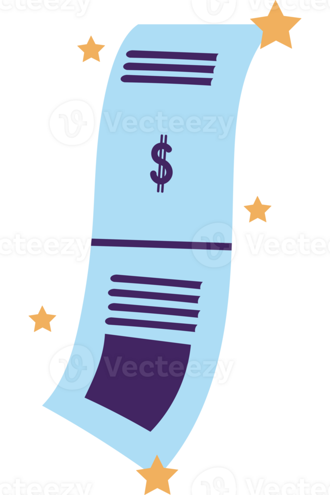 A receipt with stars and dollar signs png