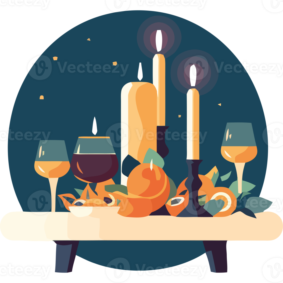 A table with wine glasses and candles png