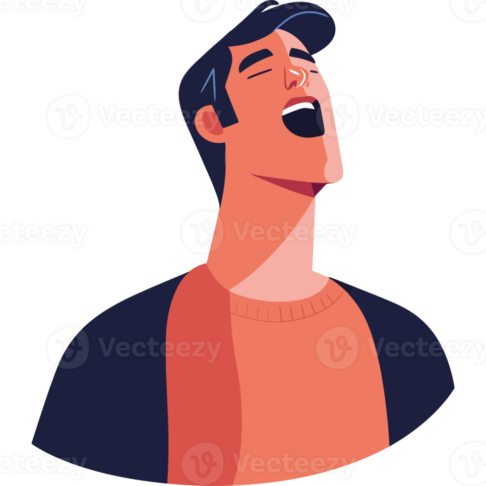 A man is singing in a cartoon style png