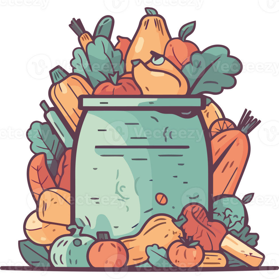 A jar full of vegetables and fruits png