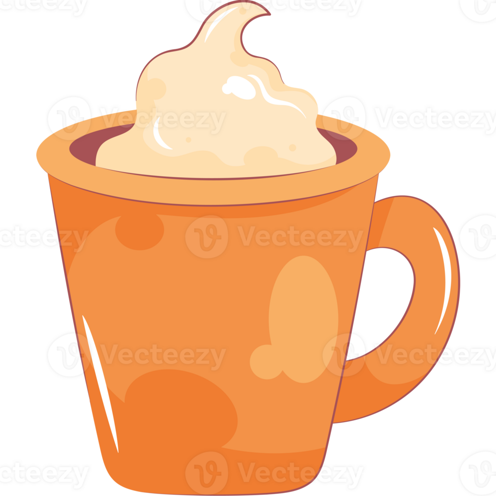 An orange cup with whipped cream on top png