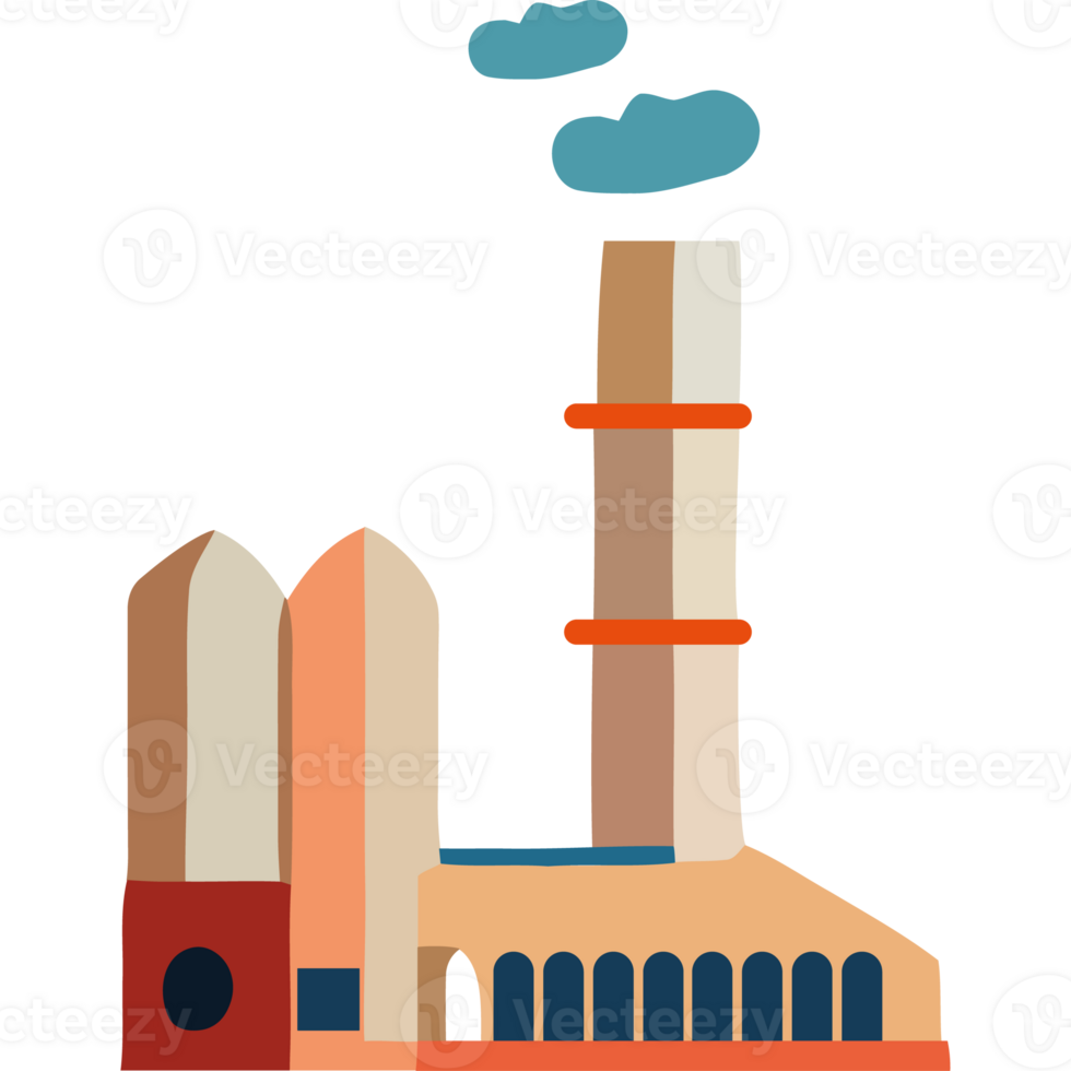 An illustration of a factory with smoke coming out of the chimney png