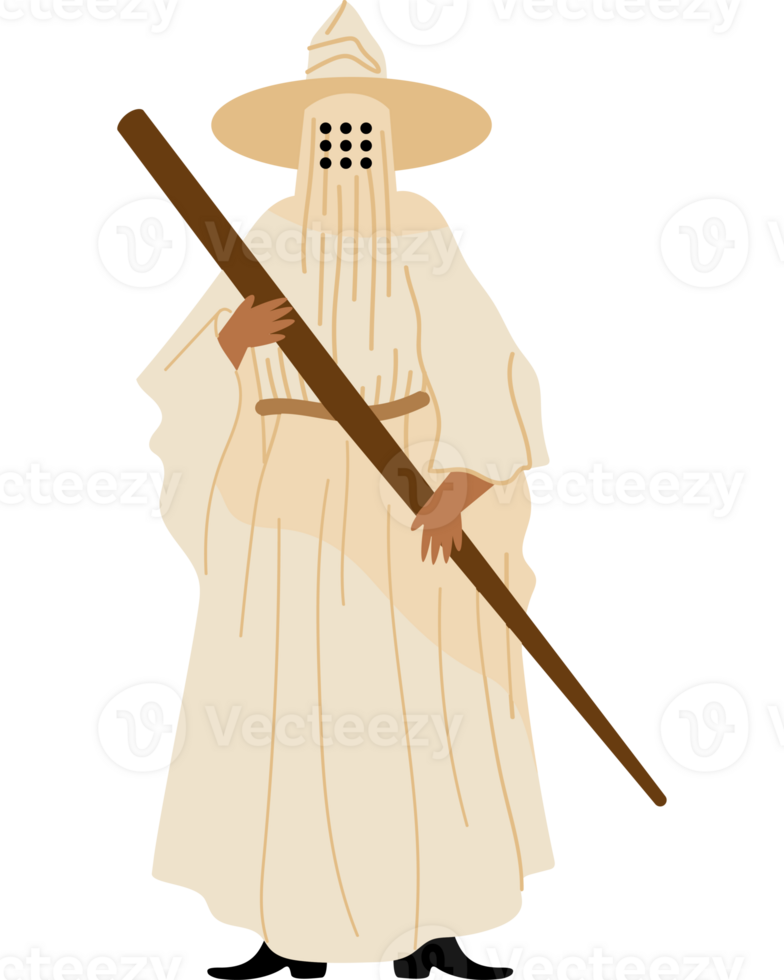 A white man in a robe holding a stick png