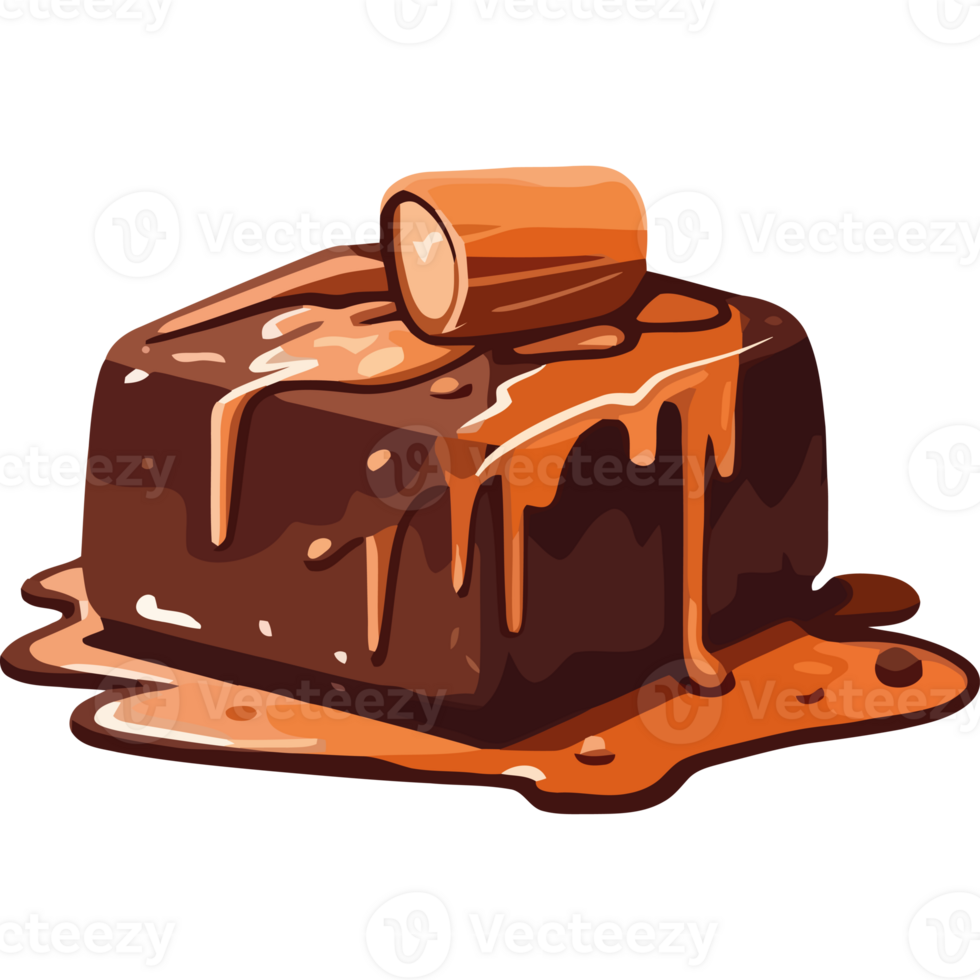 Chocolate cake with caramel sauce png