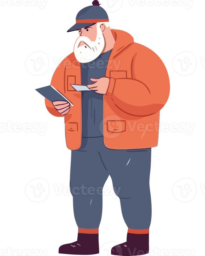 An illustration of a man with a beard and hat png