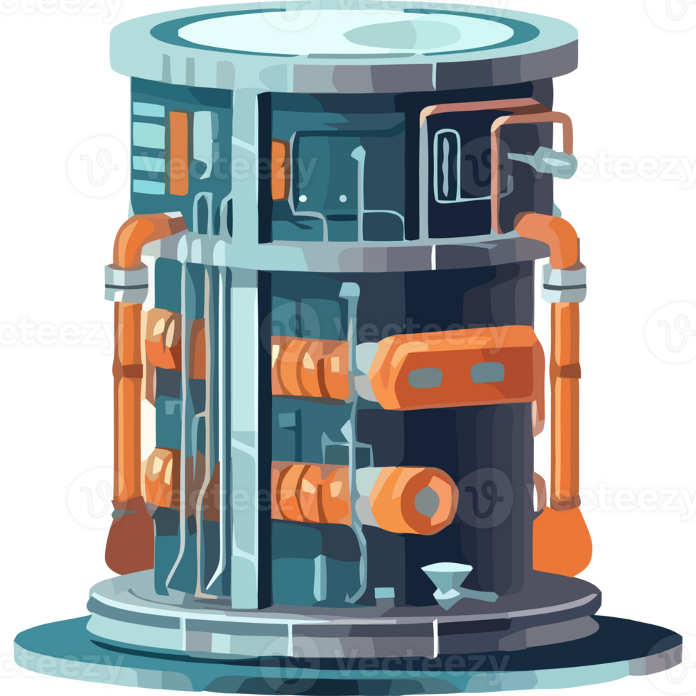 A cartoon illustration of a machine with pipes and valves png