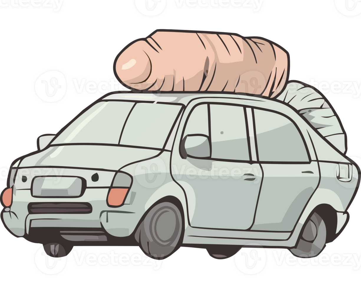 Car with a large sausage on top of it png