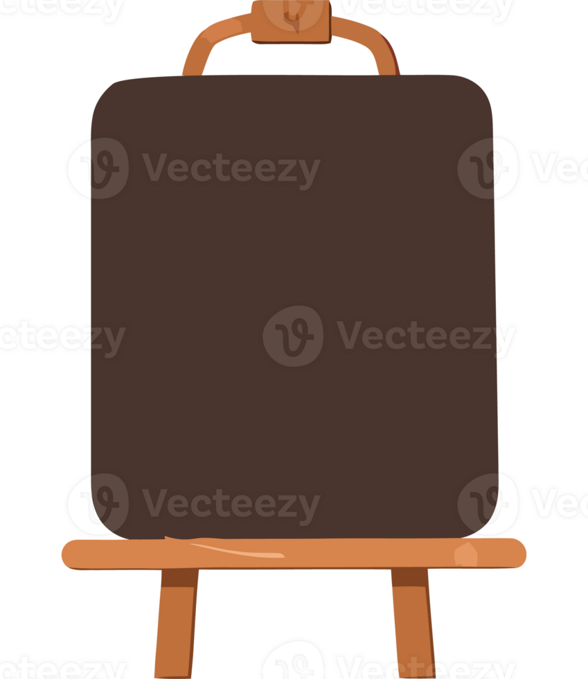 A blackboard with a wooden stand and a brown paintbrush png
