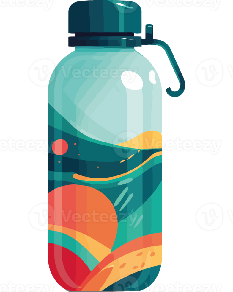 Water bottle with colorful design png