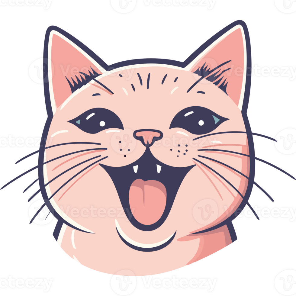 A cartoon cat with its mouth open png