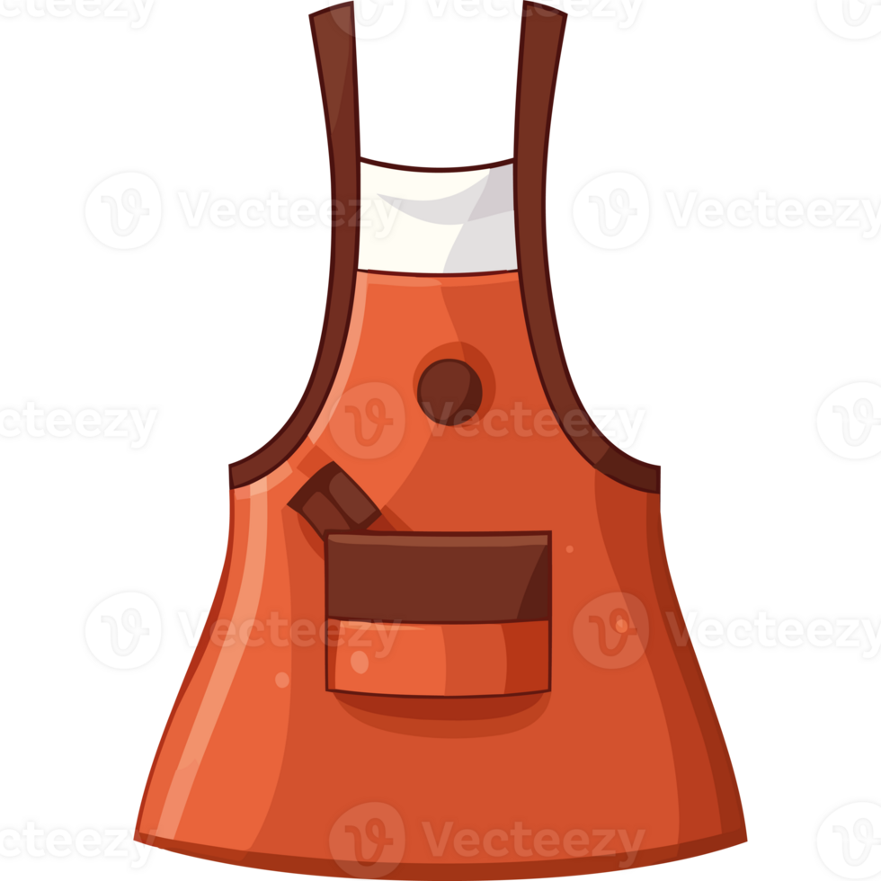 An orange apron with a pocket on the front png