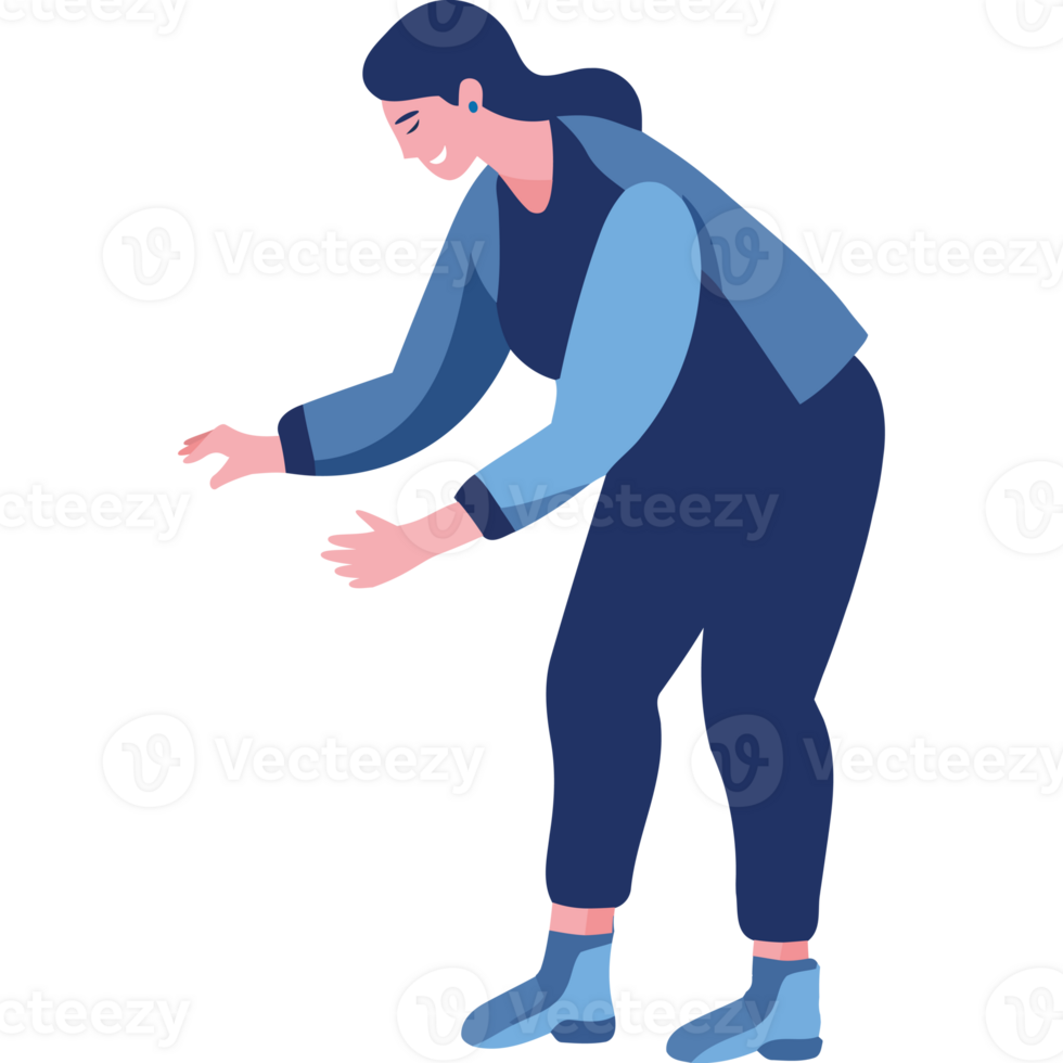 An illustration of a woman reaching out to touch something png