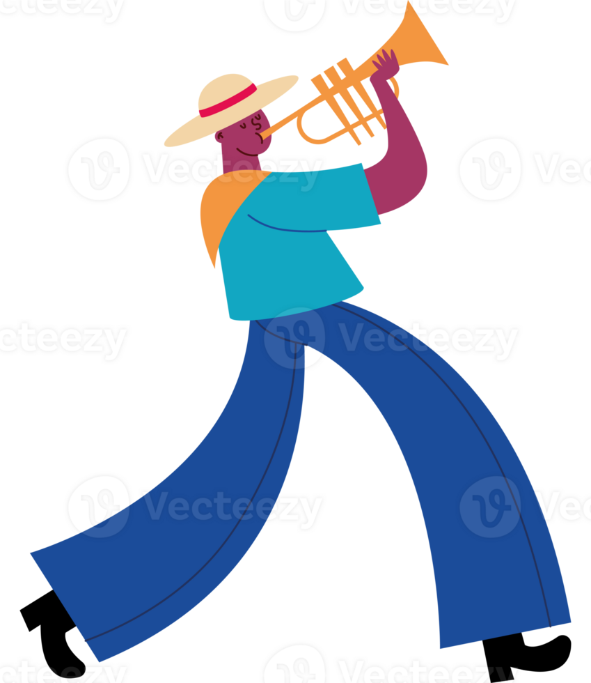 A cartoon man playing the trumpet png