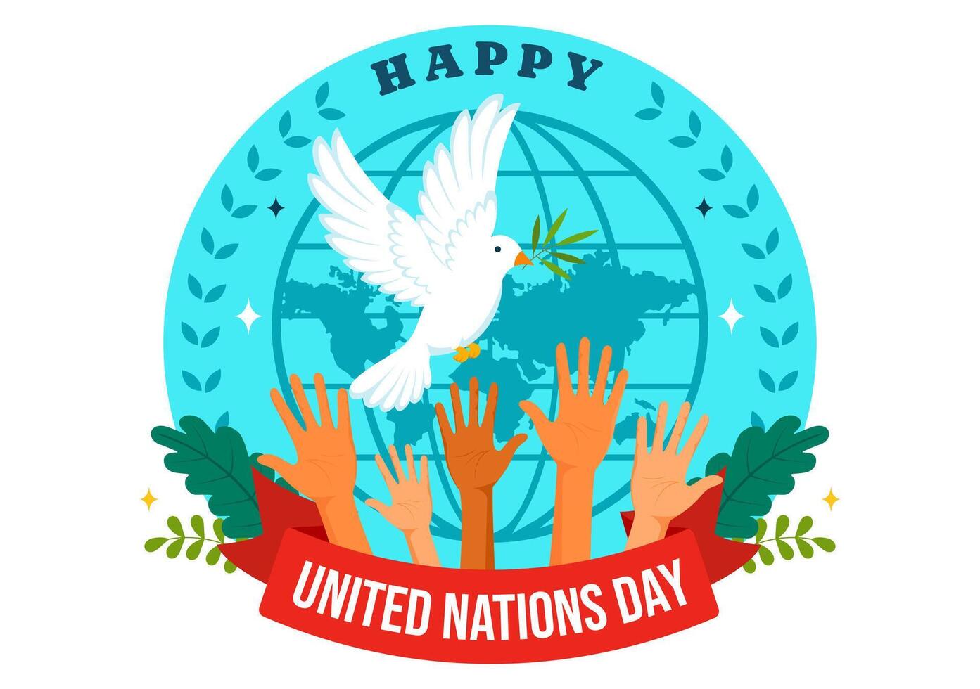 United Nations Day on 24 October with a Hand Holding the World in a Cartoon Flat Background vector