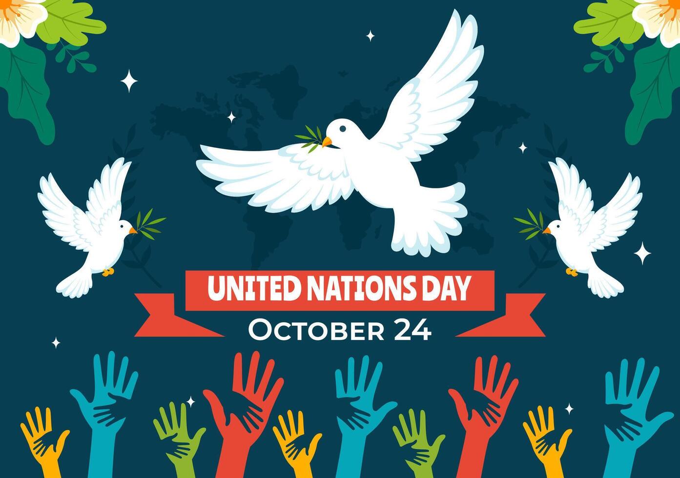 United Nations Day on 24 October Illustration Showing Hands Embracing the Globe in Flat Cartoon Style vector