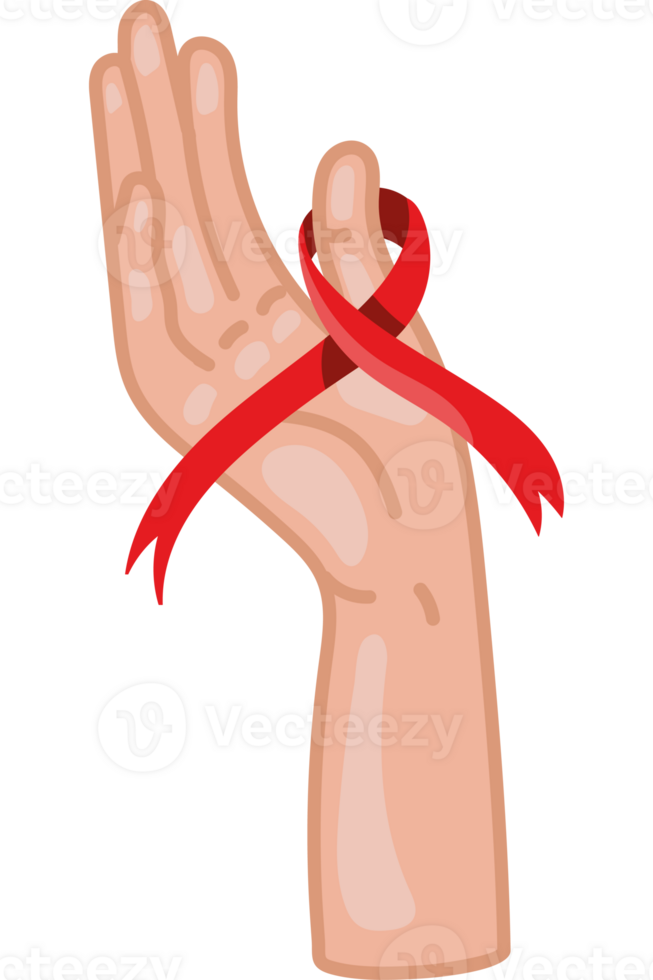 A hand with a red ribbon around it png