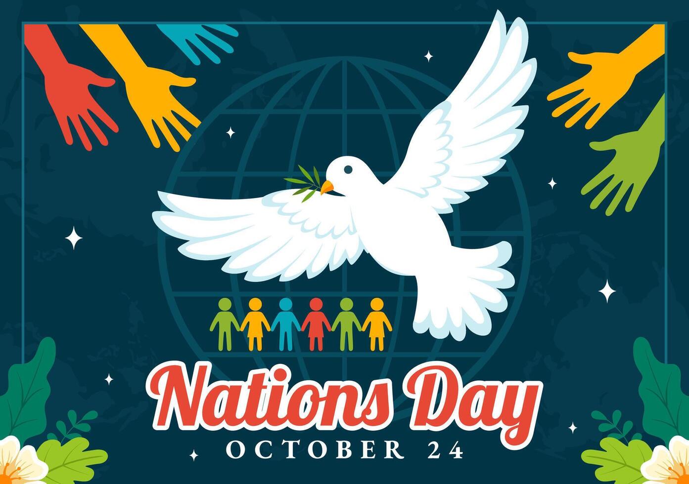 24 October United Nations Day Illustration Featuring Hands and the Planet for Public Service in Flat Style vector