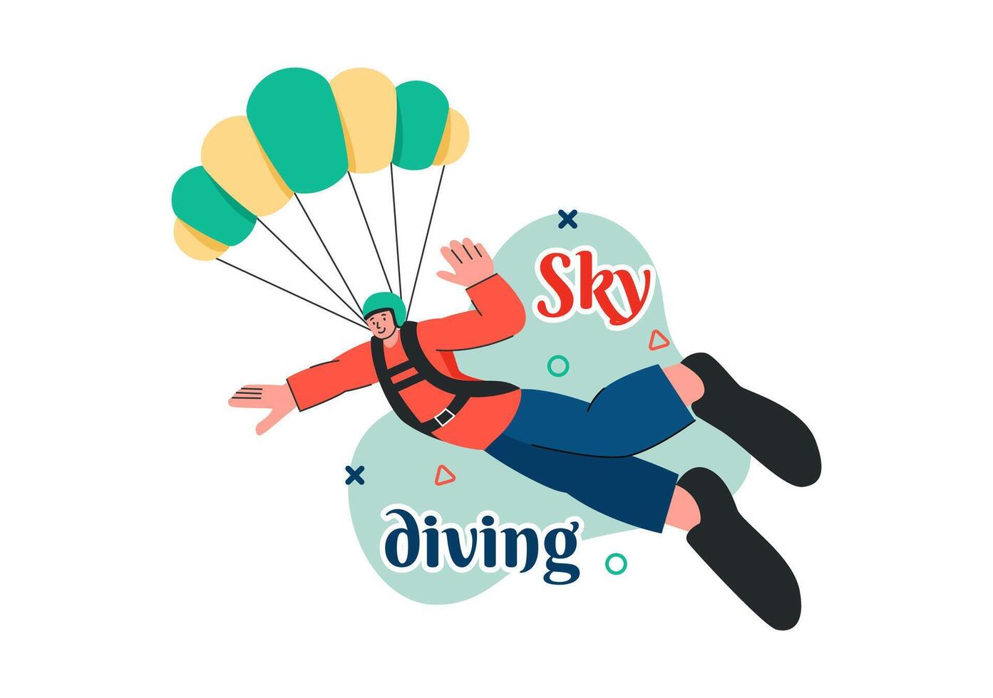 Extreme Sports Illustration Showcasing Various Athletes Engaged in Thrilling Activities Against a Flat Cartoon Background vector