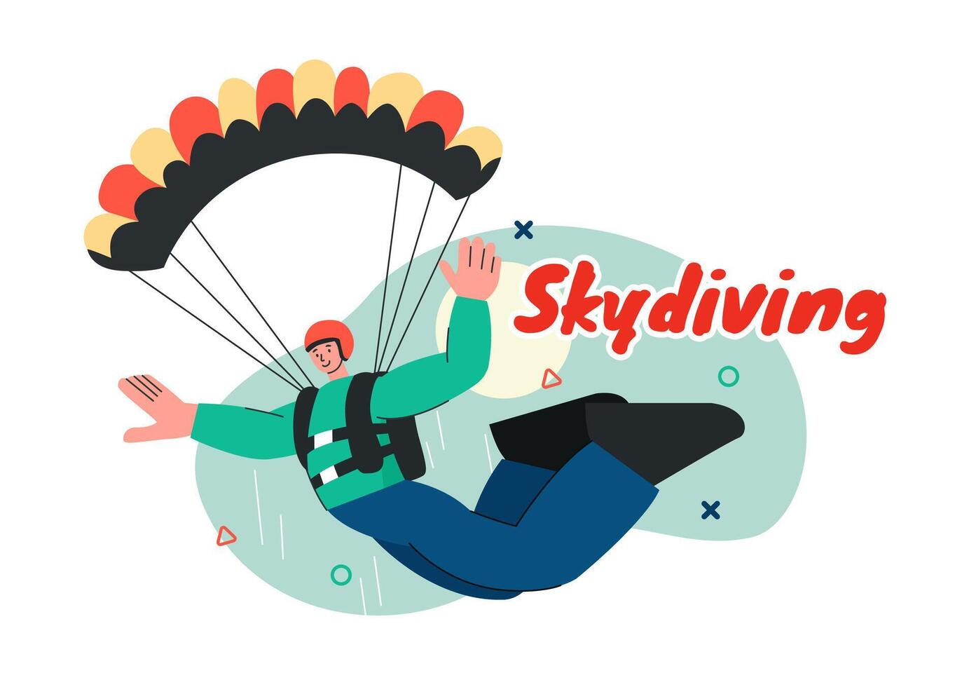 Base Jumping Illustration Featuring Adventurers Jumping from Tall Buildings with Parachutes in a Flat Style Cartoon vector