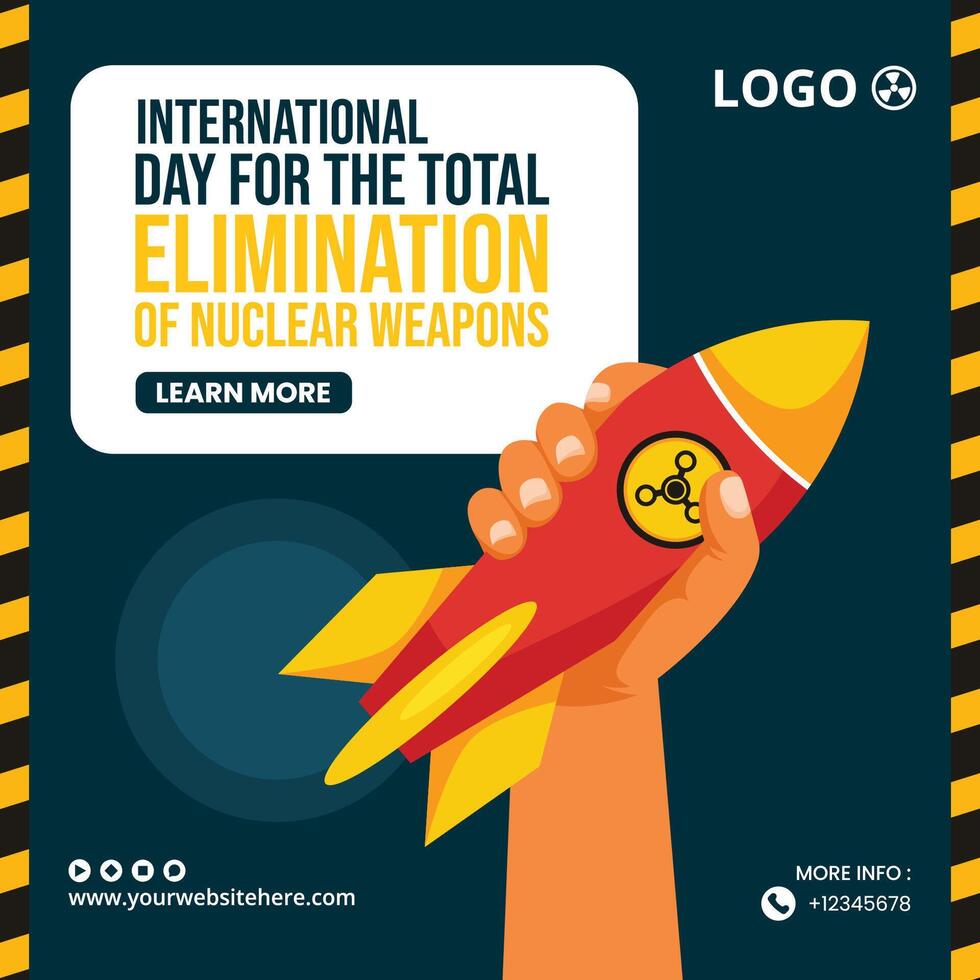 Social Media Illustration for the Total Elimination of Nuclear Weapons Day with Cartoon Style Background vector