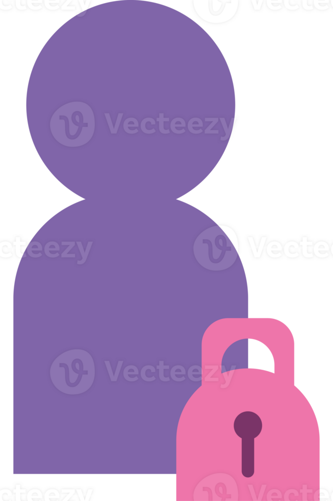 A purple person with a lock and a pink padlock png