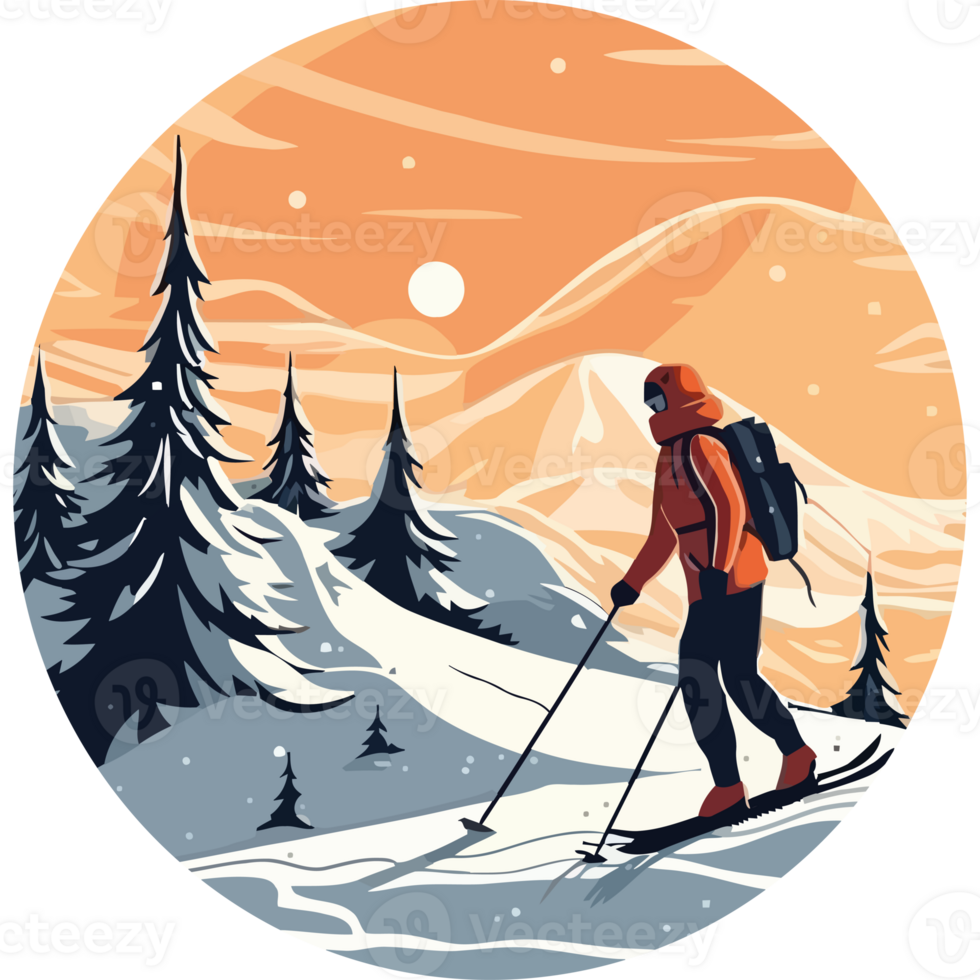 A person is skiing down a mountain in a circle png