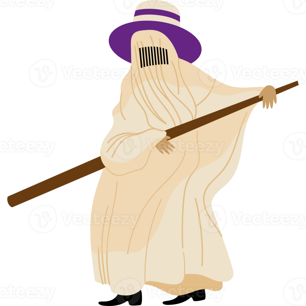 A ghost with a hat and a stick png