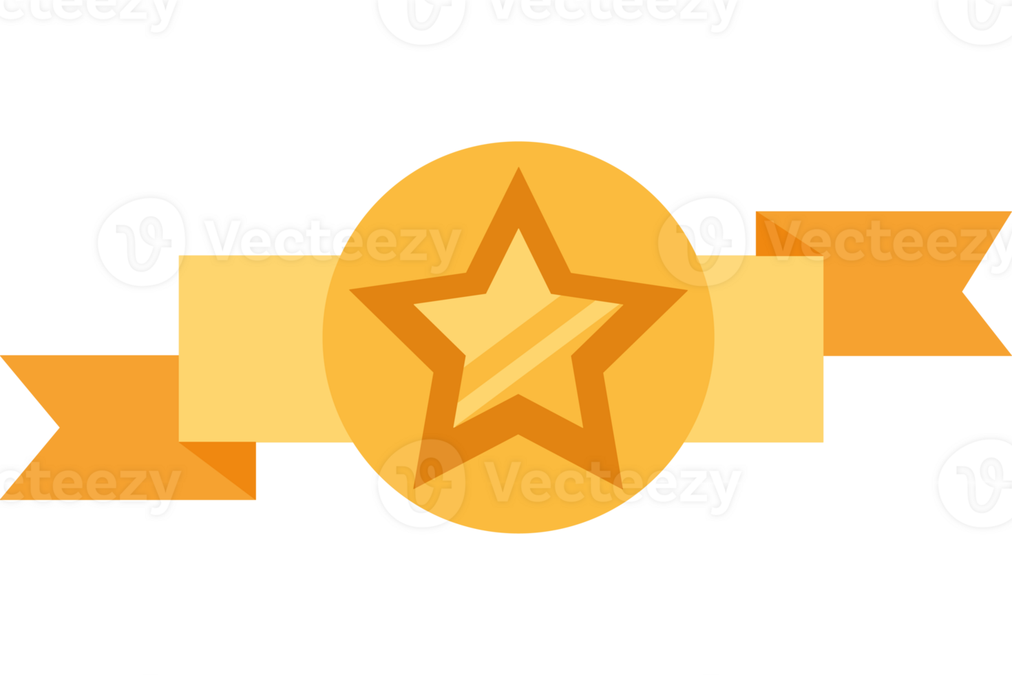 A star on a ribbon with a gold star png