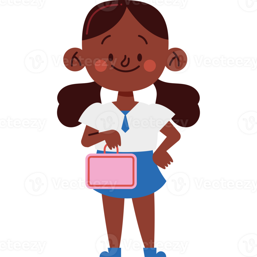 Cartoon girl with a pink briefcase png