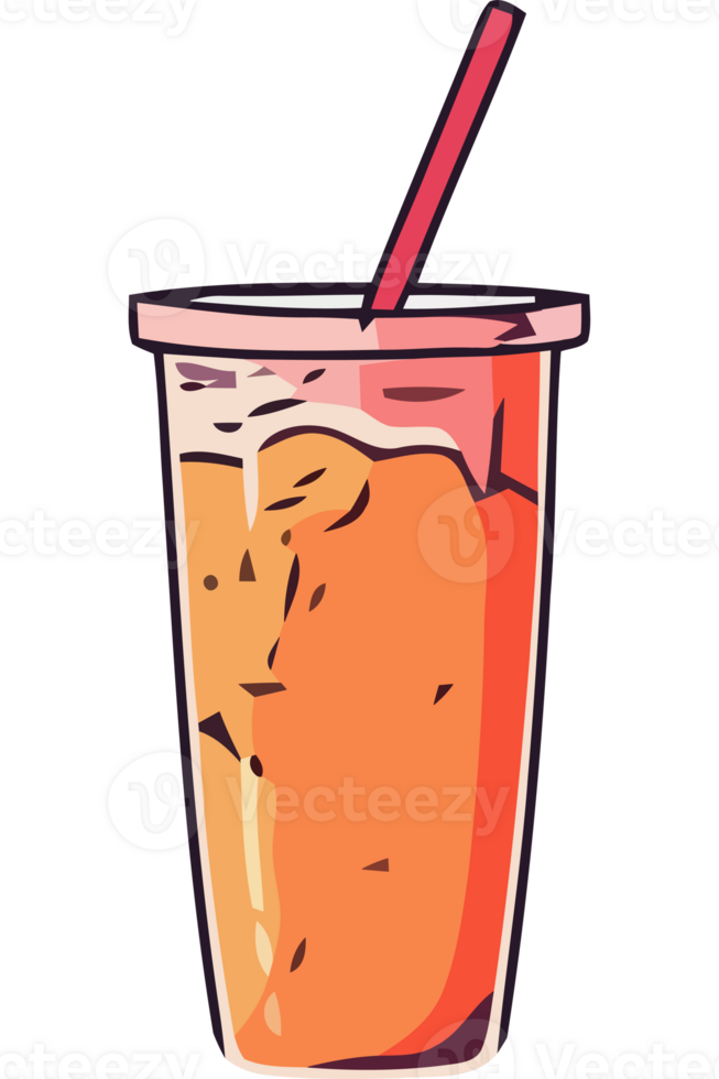 A glass of orange juice with a straw png